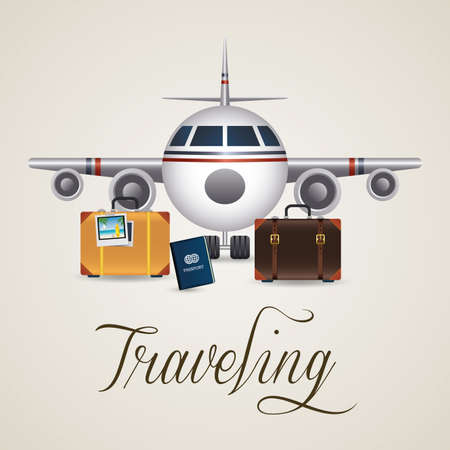 abstract travel objects on a white backgroundのイラスト素材