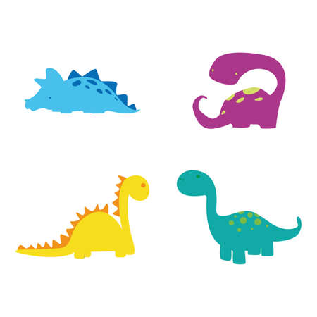 Abstract cute Dinosaurs on a white backgroundのイラスト素材