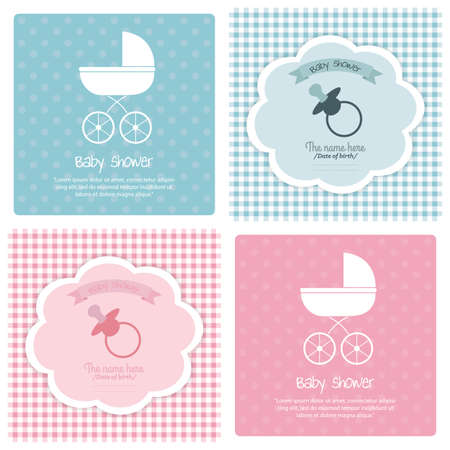 different abstract cute baby shower invitation cardのイラスト素材