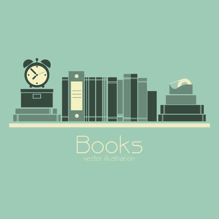 abstract book shelf on a blue backgroundのイラスト素材