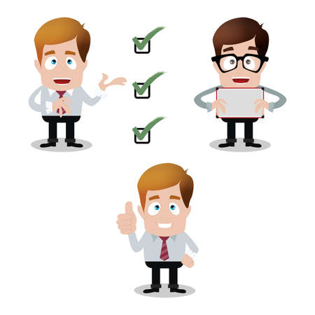 different cute businessman on a white backgroundのイラスト素材