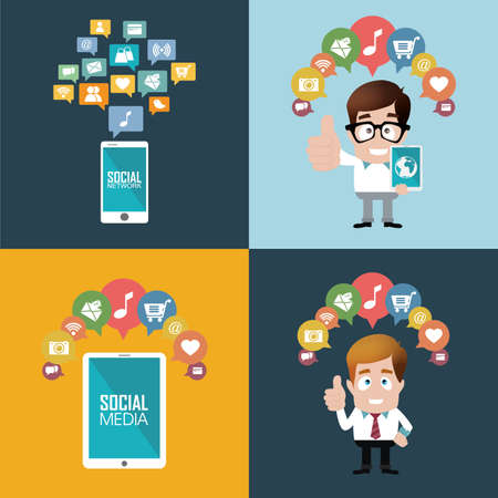 abstract social media background with some special objectsのイラスト素材