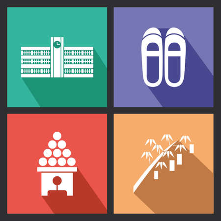 abstract isolated objects allusive to Japanese cultureのイラスト素材