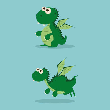 abstract cute dragons on a blue backgroundのイラスト素材