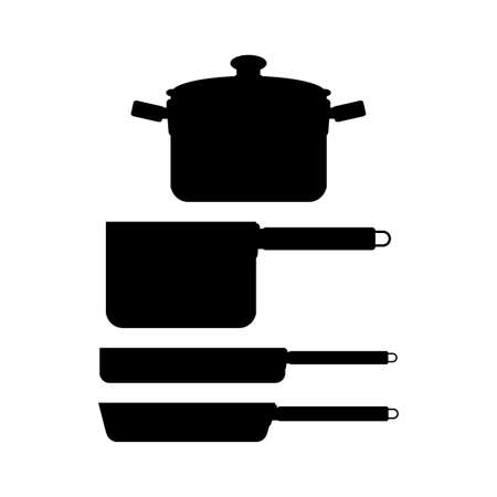abstract kitchen tools silhouettes on a white backgroundのイラスト素材