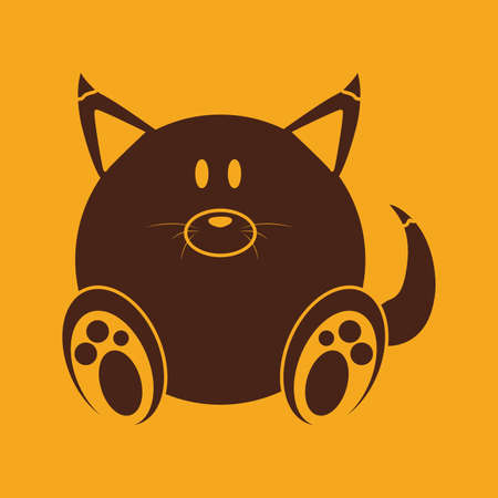 abstract cute cat on a yellow backgroundのイラスト素材