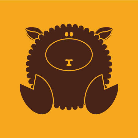 abstract cute sheep on a yellow backgroundのイラスト素材