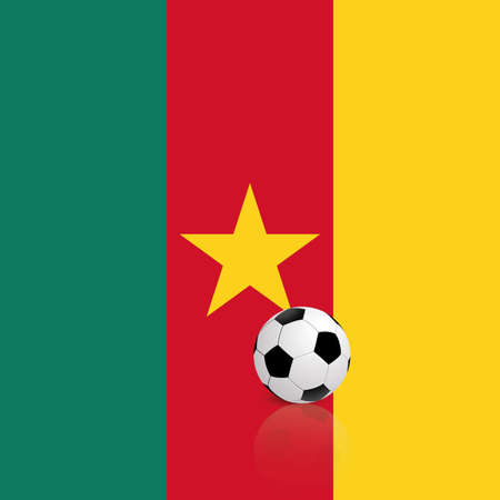 abstract Cameroon flag with a soccer ballのイラスト素材