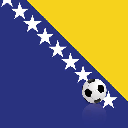 abstract Bosnia and Herzegovina flag with a soccer ballのイラスト素材