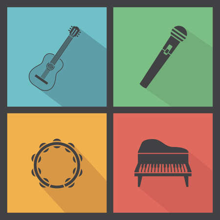 abstract music instrument silhouettes on a special backgroundのイラスト素材