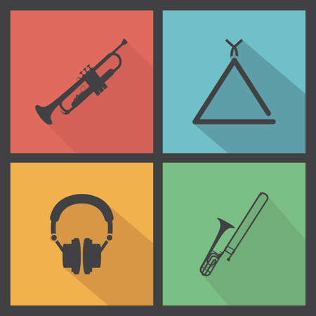 abstract music instrument silhouettes on a special backgroundのイラスト素材