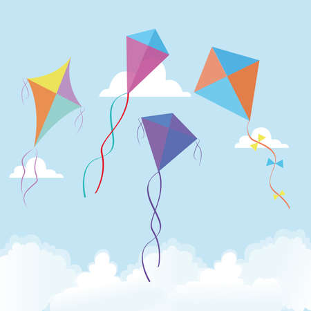 abstract cute kites on a special backgroundのイラスト素材