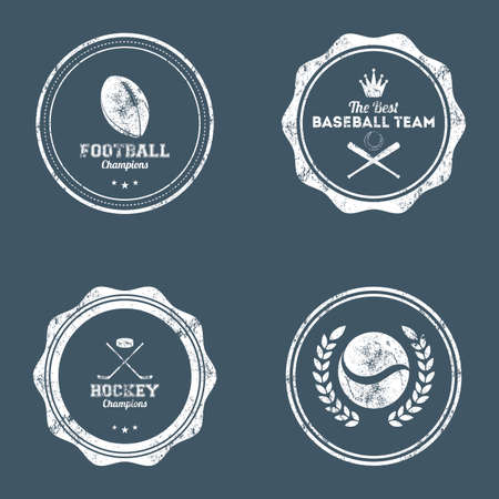 abstract dirty sports labels on a dark blue backgroundのイラスト素材