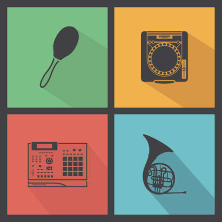 abstract music instrument silhouettes on a special backgroundのイラスト素材