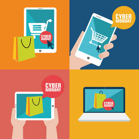 abstract Cyber Monday backgrounds with special objectsのイラスト素材