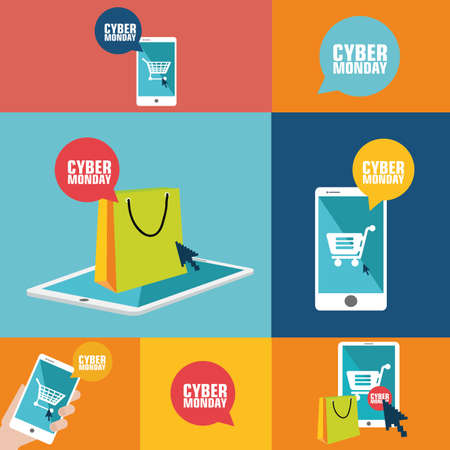 abstract Cyber Monday backgrounds with special objectsのイラスト素材