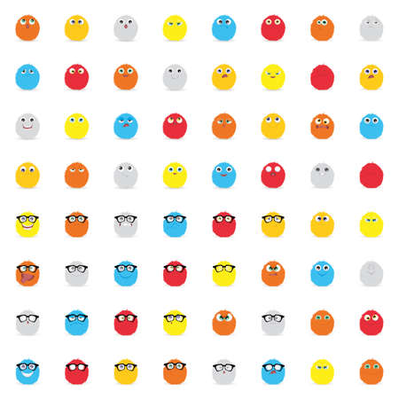 abstract set of different expression faces on a white backgroundのイラスト素材