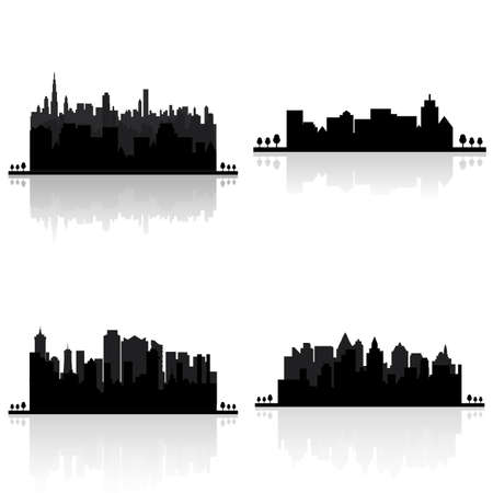 abstract buildings silhouettes on a white backgroundのイラスト素材