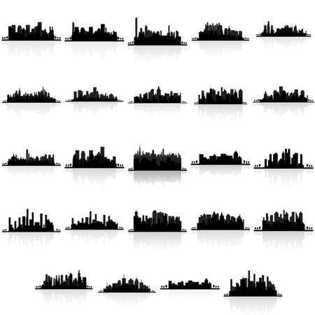 abstract building silhouettes on a white backgroundのイラスト素材