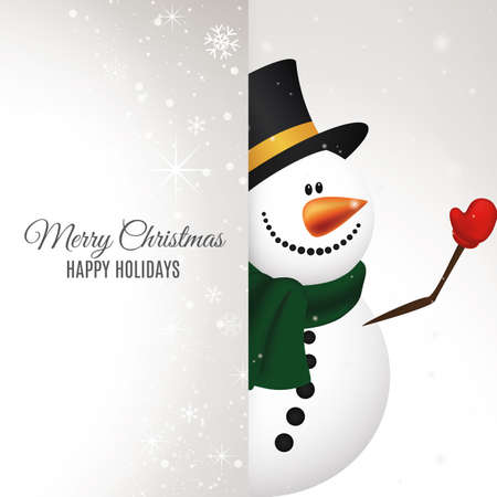 abstract christmas background with a snowmanのイラスト素材