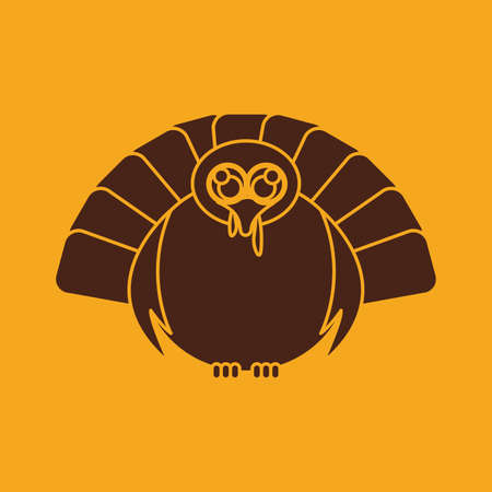abstract cute turkey on a yellow backgroundのイラスト素材