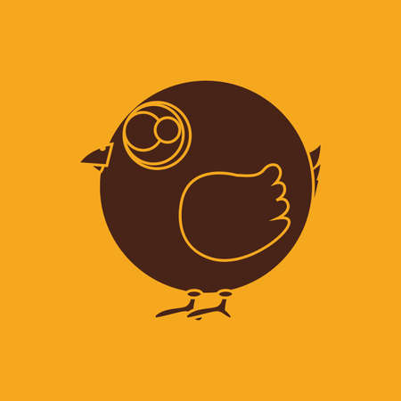 abstract cute bird on a yellow backgroundのイラスト素材