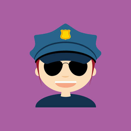 abstract cute police officer on a purple backgroundのイラスト素材