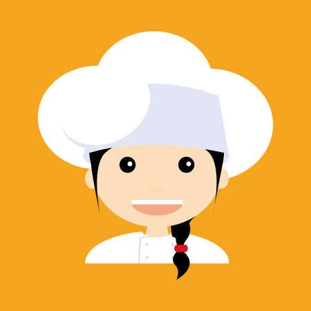 abstract cute chef on a yellow backgroundのイラスト素材
