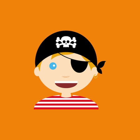 abstract cute boy with a cute costume on an orange backgroundのイラスト素材