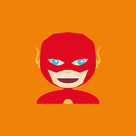 abstract cute boy with a cute costume on an orange backgroundのイラスト素材