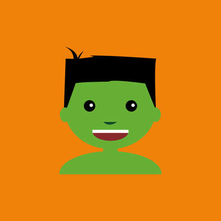 abstract cute boy with a cute costume on an orange backgroundのイラスト素材