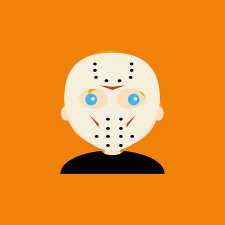 abstract cute boy with a cute costume on an orange backgroundのイラスト素材