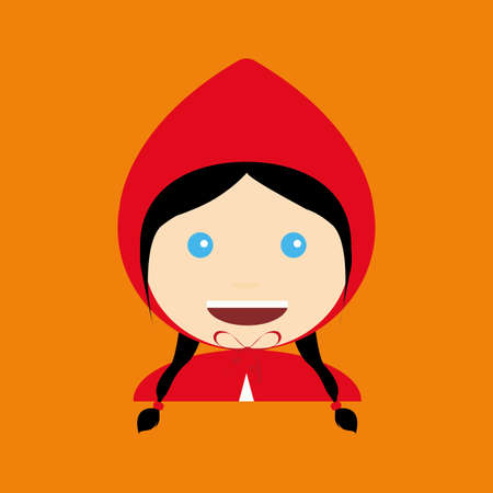 abstract cute girl with a cute costume on an orange backgroundのイラスト素材