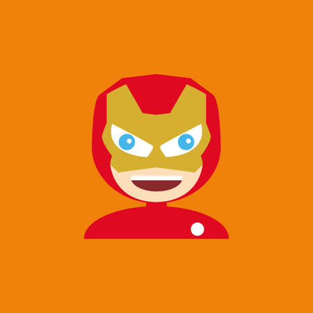 abstract cute boy with a cute costume on an orange backgroundのイラスト素材