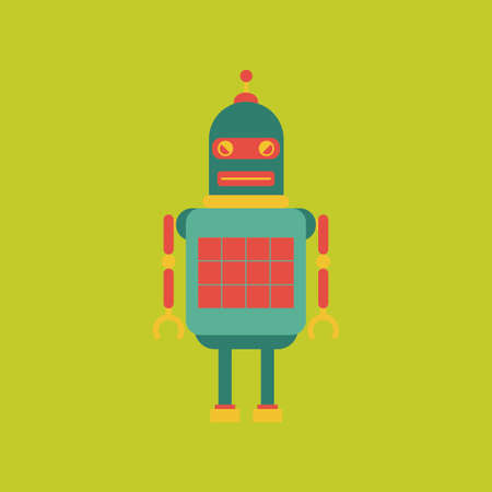 abstract cute robot on a green backgroundのイラスト素材