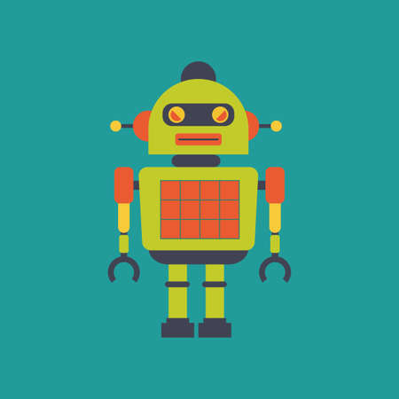 abstract cute robot on a blue backgroundのイラスト素材