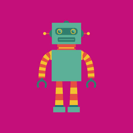 abstract cute robot on a pink backgroundのイラスト素材