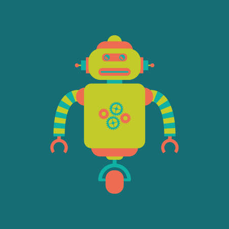 abstract cute robot on a blue backgroundのイラスト素材