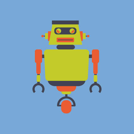abstract cute robot on a blue backgroundのイラスト素材