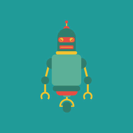 abstract cute robot on a blue backgroundのイラスト素材