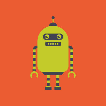 abstract cute robot on an orange backgroundのイラスト素材
