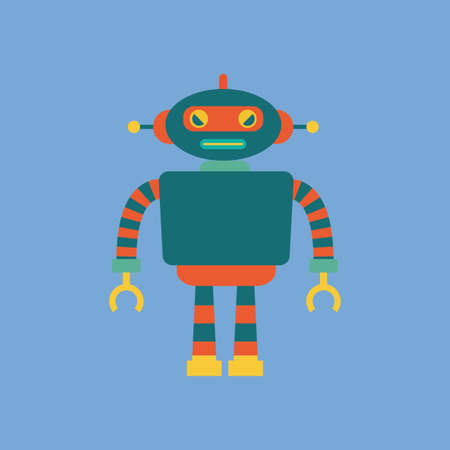 abstract cute robot on a blue backgroundのイラスト素材