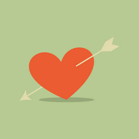 abstract love heart with arrow on a green backgroundのイラスト素材