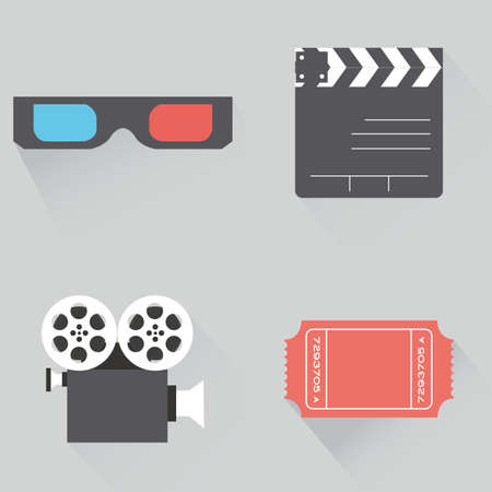 abstract cinema objects on a light gray backgroundのイラスト素材