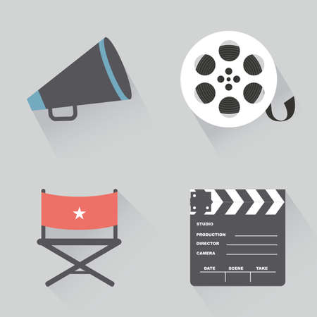 abstract cinema objects on a light gray backgroundのイラスト素材