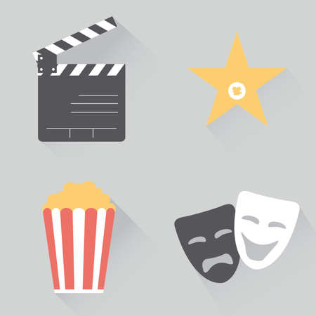 abstract cinema objects on a light gray backgroundのイラスト素材