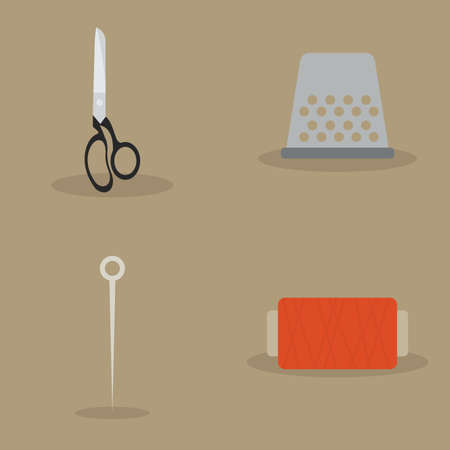 abstract sewing objects on a light brown backgroundのイラスト素材