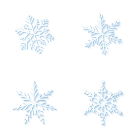 Set of abstract snowflakes on a white backgroundのイラスト素材