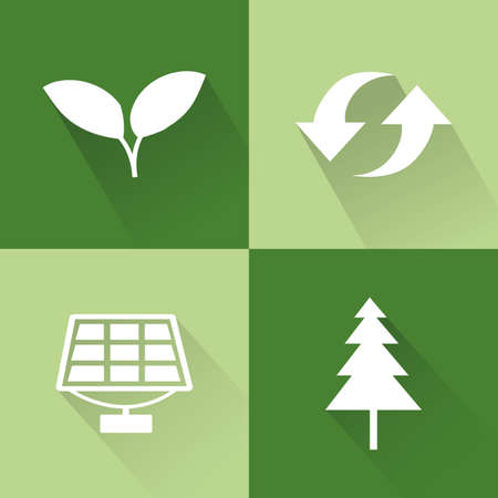 abstract sustainability icons on a green backgroundのイラスト素材