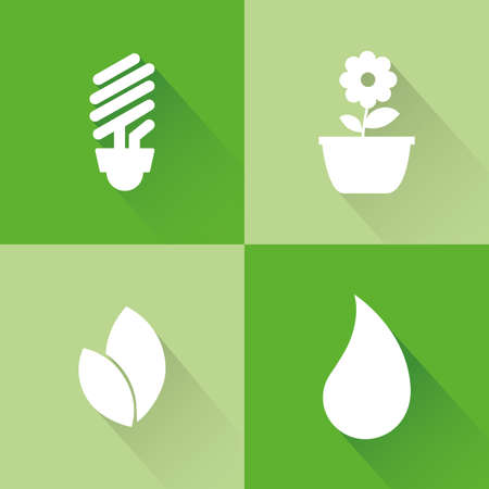 abstract sustainability icons on a green backgroundのイラスト素材